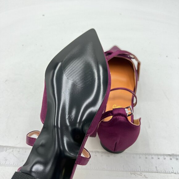 FYS Women Bowtie Pointed Toe D'Orsays Cross Ankle Strap Ballet Flats Low Heel - Picture 5 of 7